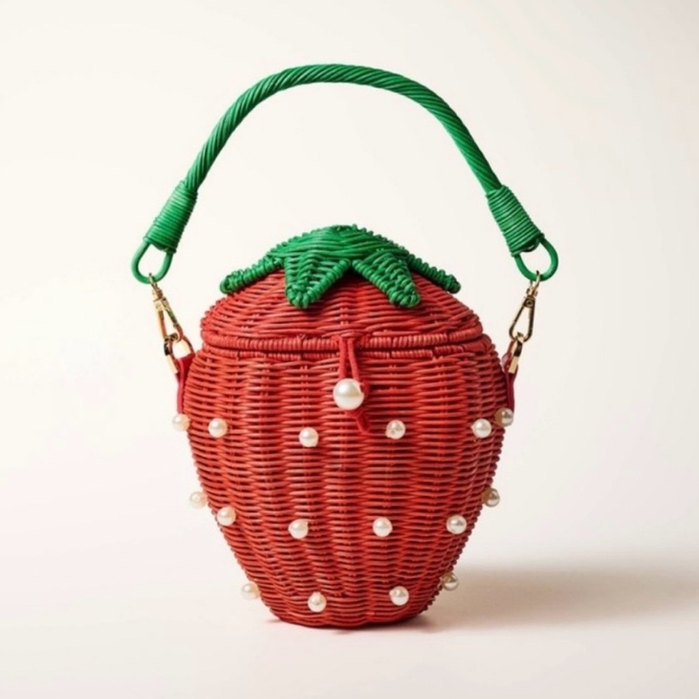 Kate Spade Mini Strawberry Bag in Red & Green w/ Purse Charm NWT - Picture 5 of 9